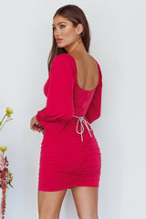 Nohemi Long Sleeve Diamante Mini Dress Plum
